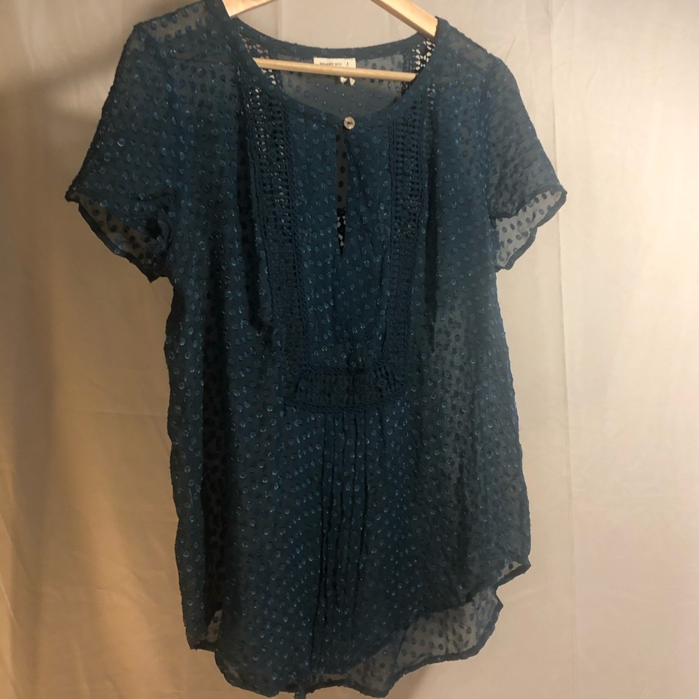 Meadow Rue blue crocheted detailed blouse